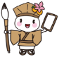 筆と紙を持ったおがっきいのイラスト